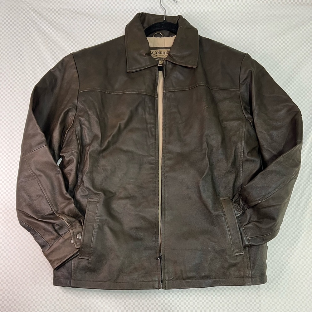 Columbia Dark‎ Brown Leather Jacket